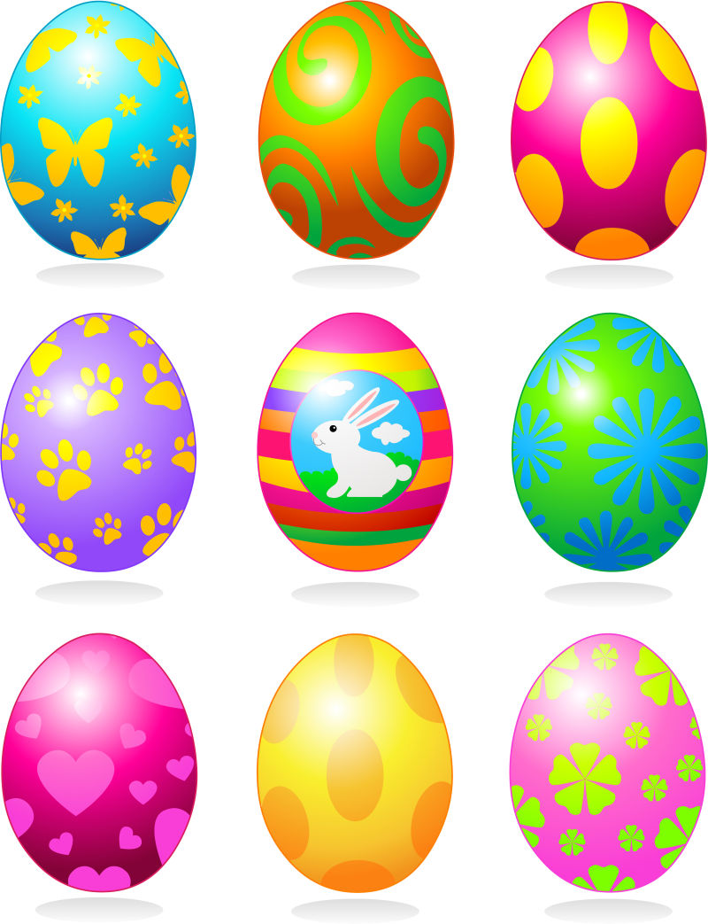 彩色的复活节彩蛋矢量插图
