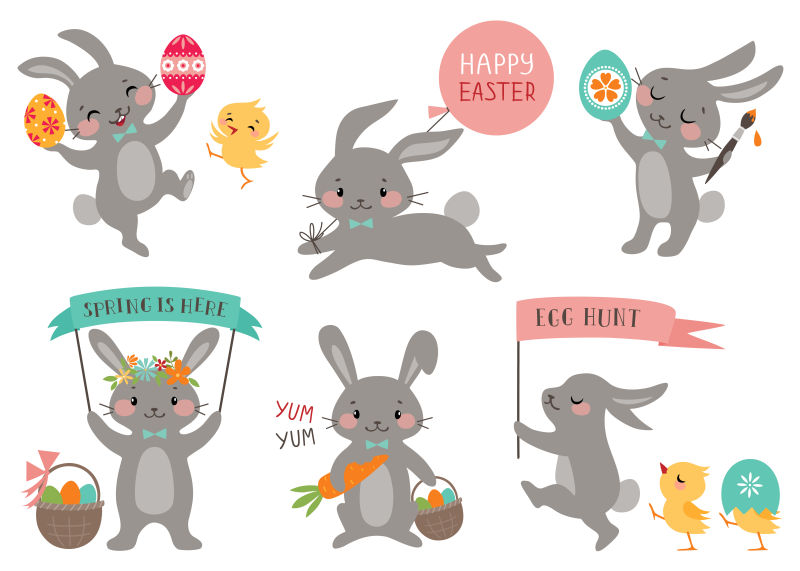 复活节兔子矢量插图