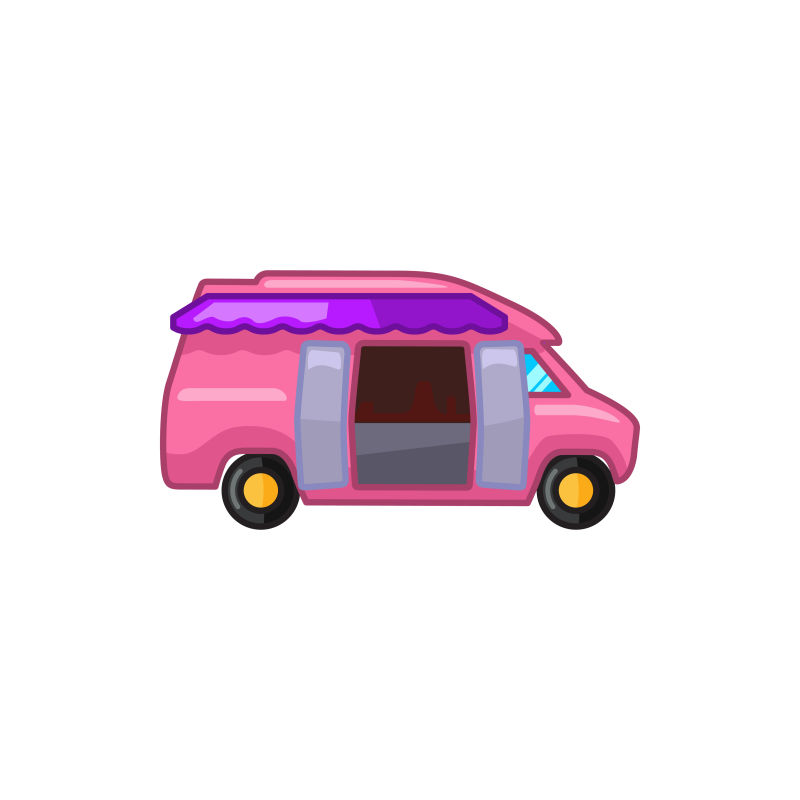 矢量的粉色餐车图标