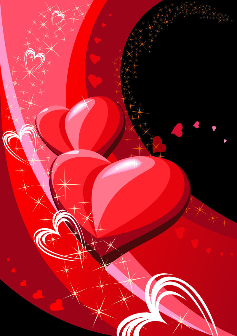 矢量的红色爱心插图