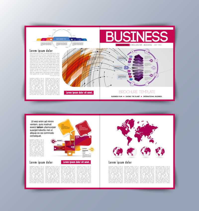 抽象粉红色背景宣传册设计矢量图