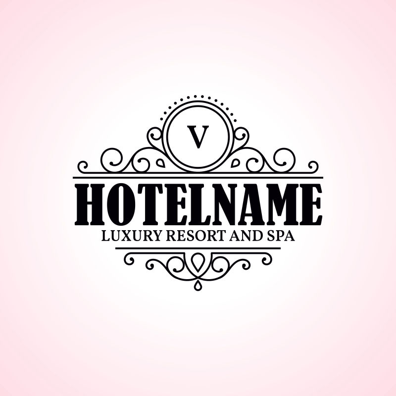 抽象矢量字母v的旅馆标志设计