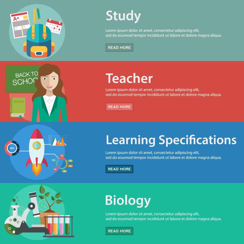 教育与科学矢量插图横幅