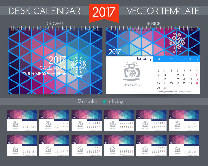 矢量2017三角形桌历设计