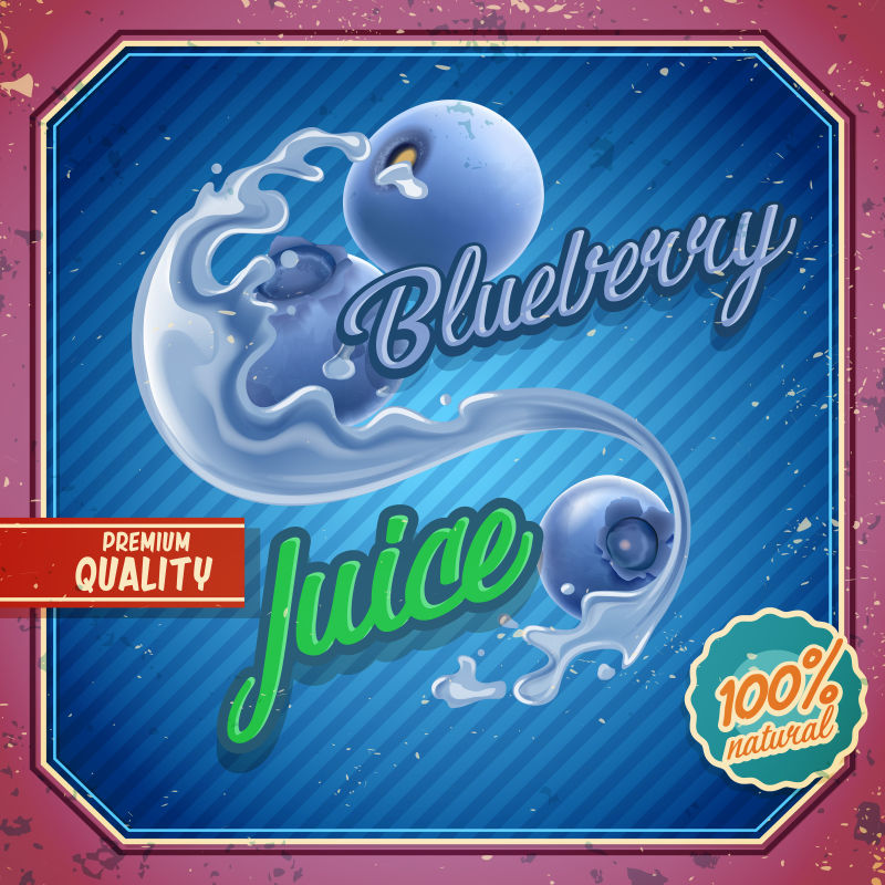 蓝莓饮料标签矢量
