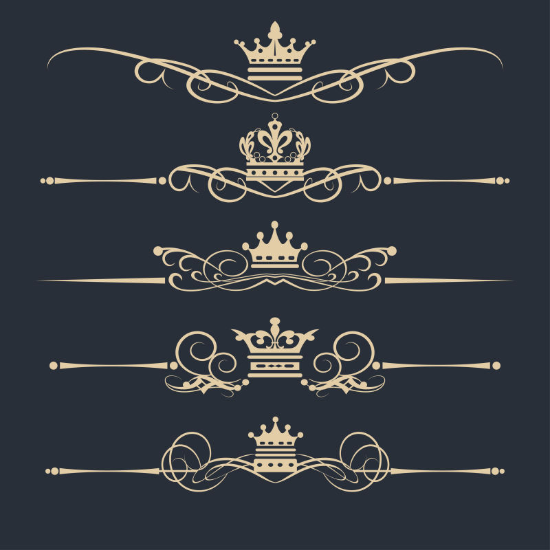矢量卷轴和皇冠装饰