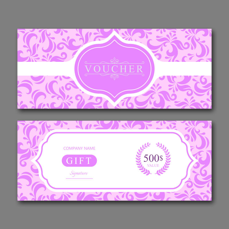 粉色创意花朵元素的商品优惠券样板矢量设计
