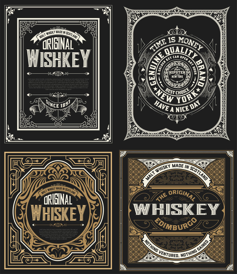 威士忌创意标签矢量设计