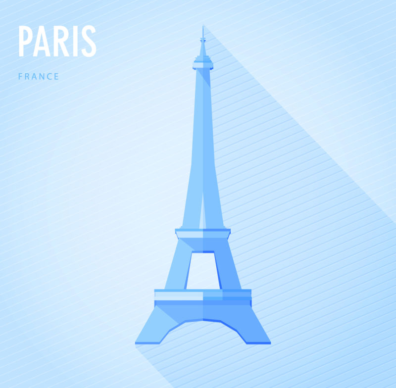 创意矢量巴黎著名建筑插图