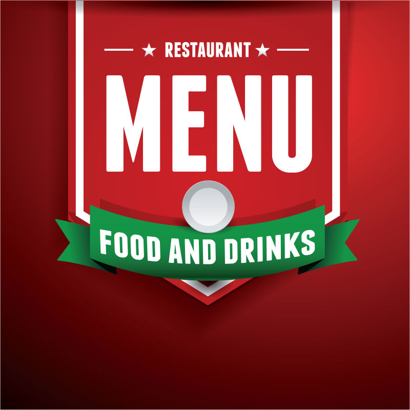 简洁的白色英文字母元素的餐厅菜单矢量设计