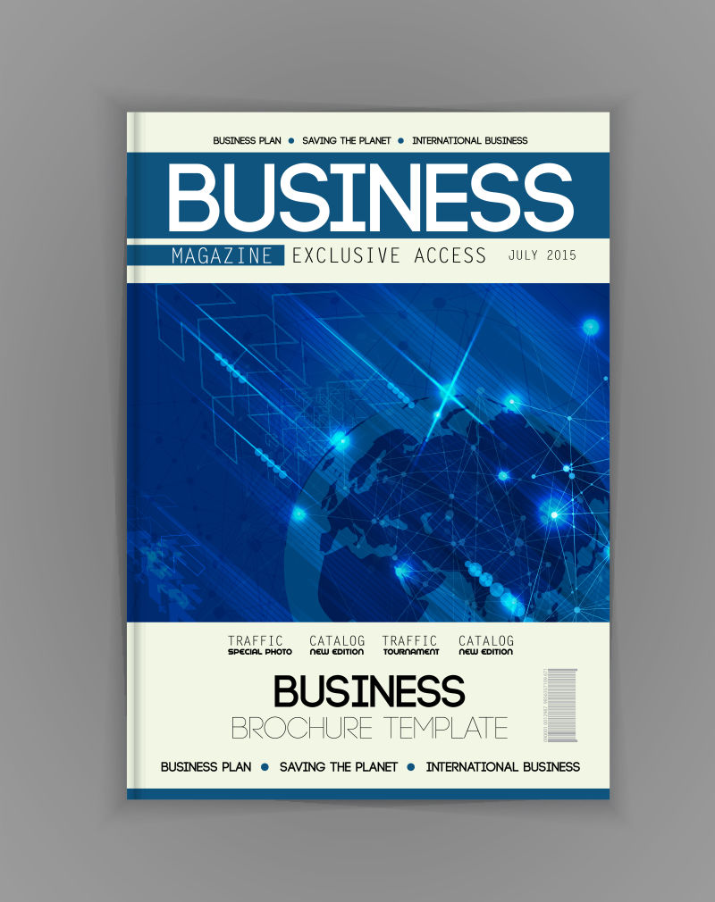 矢量商业科技杂志蓝色封面