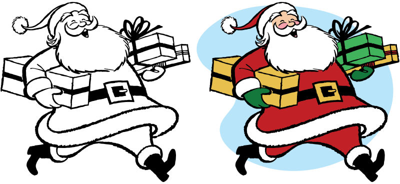 矢量设计抱着礼物盒的圣诞老人