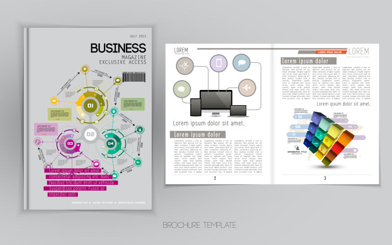 创意矢量现代商业杂志页面设计