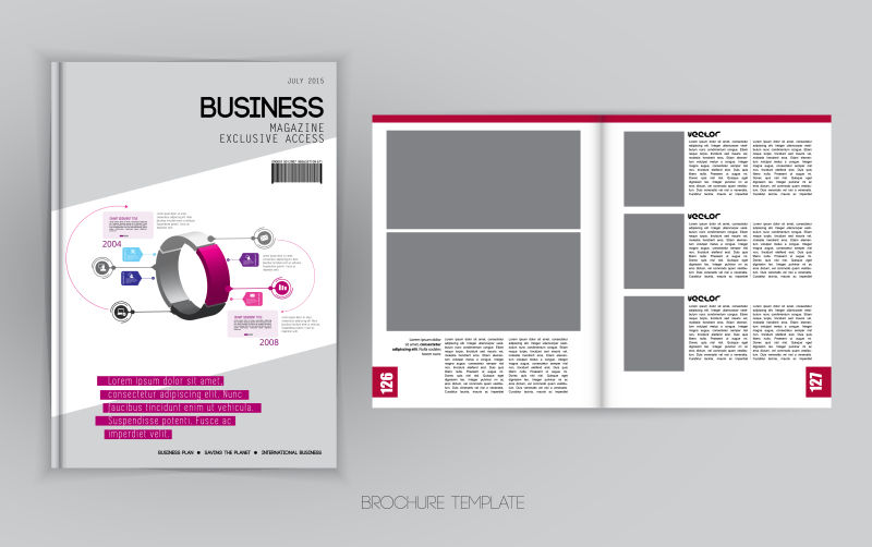 创意矢量现代商业杂志页面平面设计