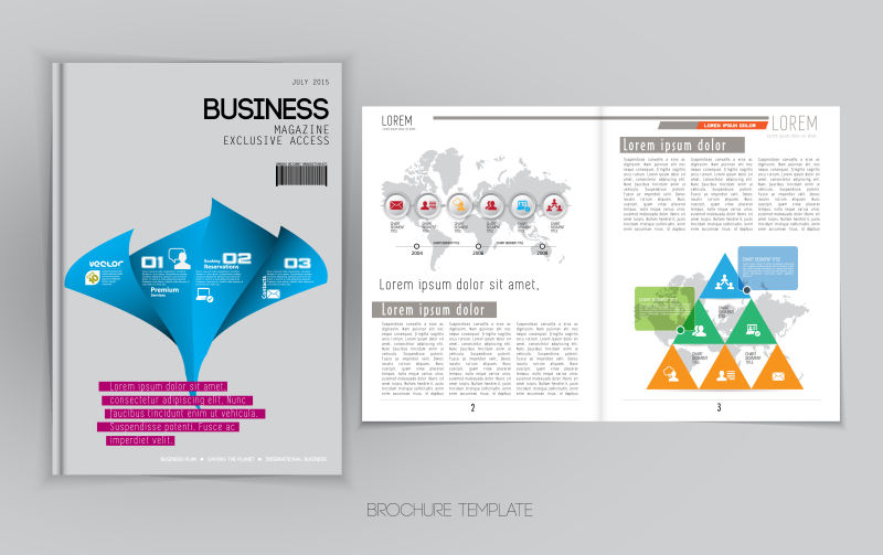 创意矢量商业概念的杂志页面设计