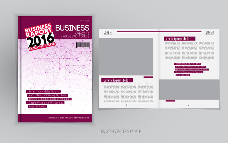 创意矢量紫色技术感的杂志版式设计