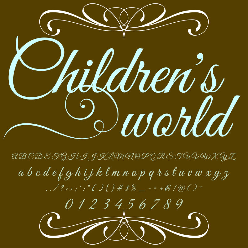 漂亮的儿童世界英文字母数字字体矢量设计