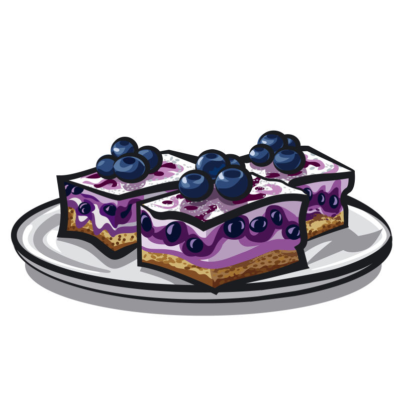 矢量美味蓝莓蛋糕