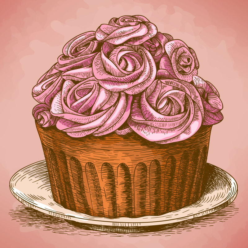 矢量粉色美味蛋糕