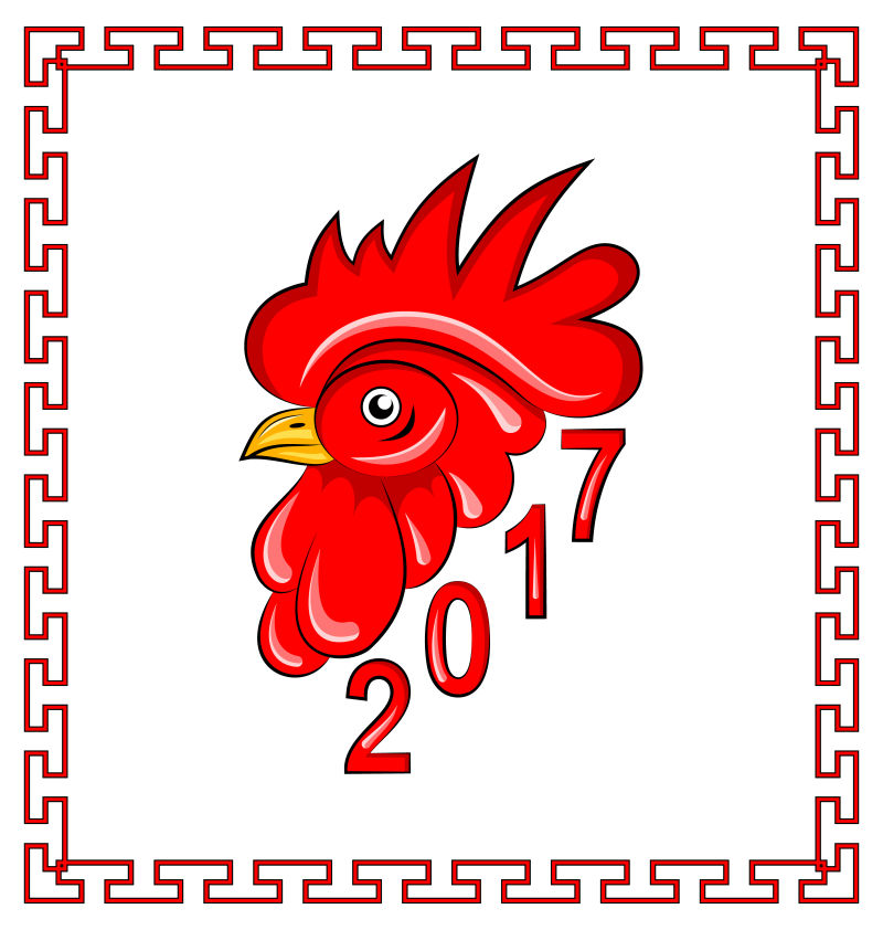 红色公鸡2017矢量图
