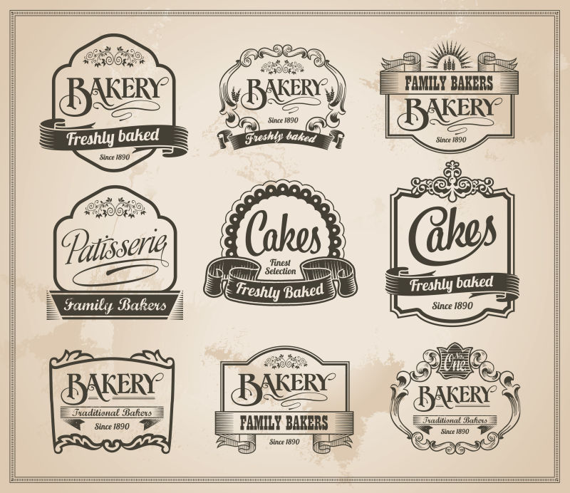 复古的面包店创意标签矢量设计