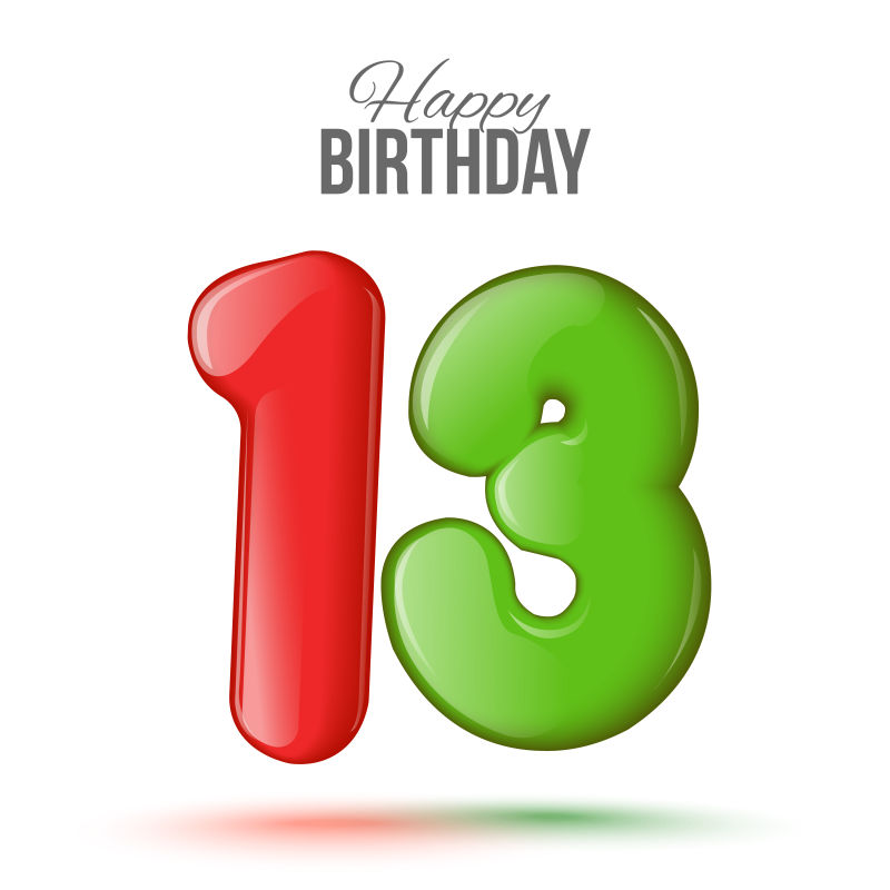 矢量13岁生日数字设计