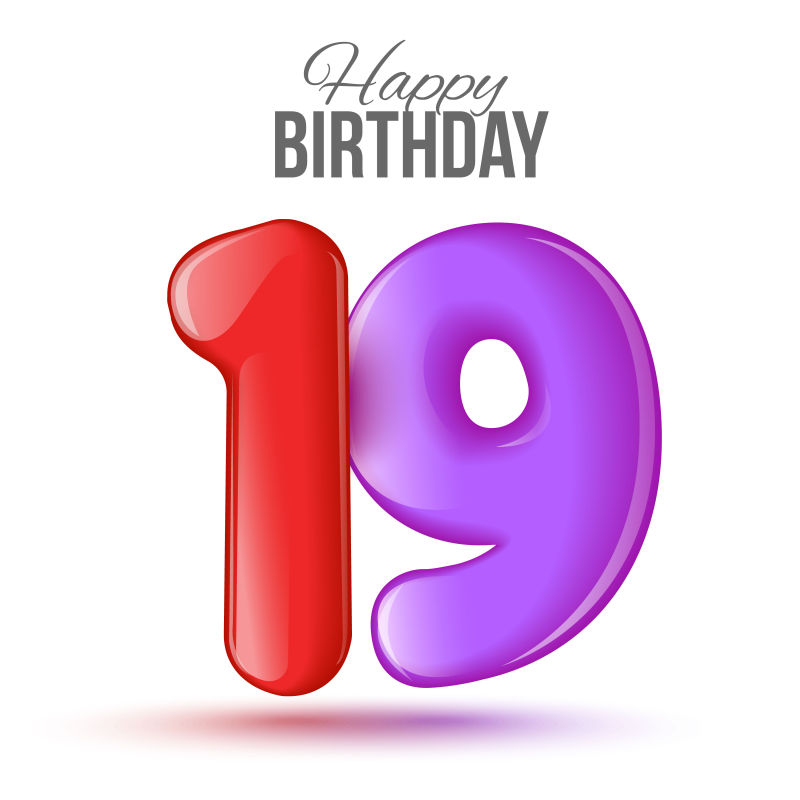 创意矢量19岁生日数字设计
