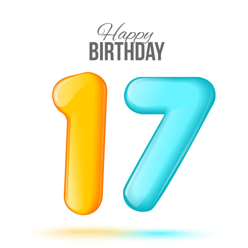 17岁创意生日数字矢量设计