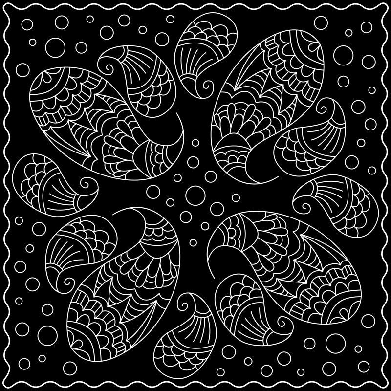 矢量黑色和白色抽象水中鱼抽象图案