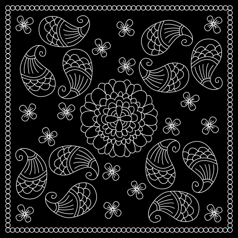 矢量黑色和白色地毯的方形图案设计