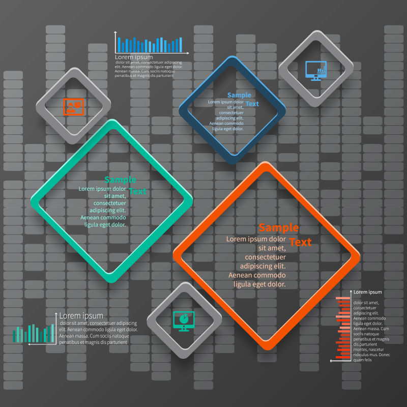 创意矢量三维彩色方形元素信息图表设计