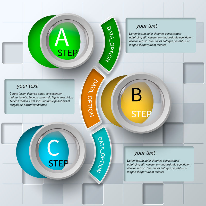 创意矢量彩色立体信息图表