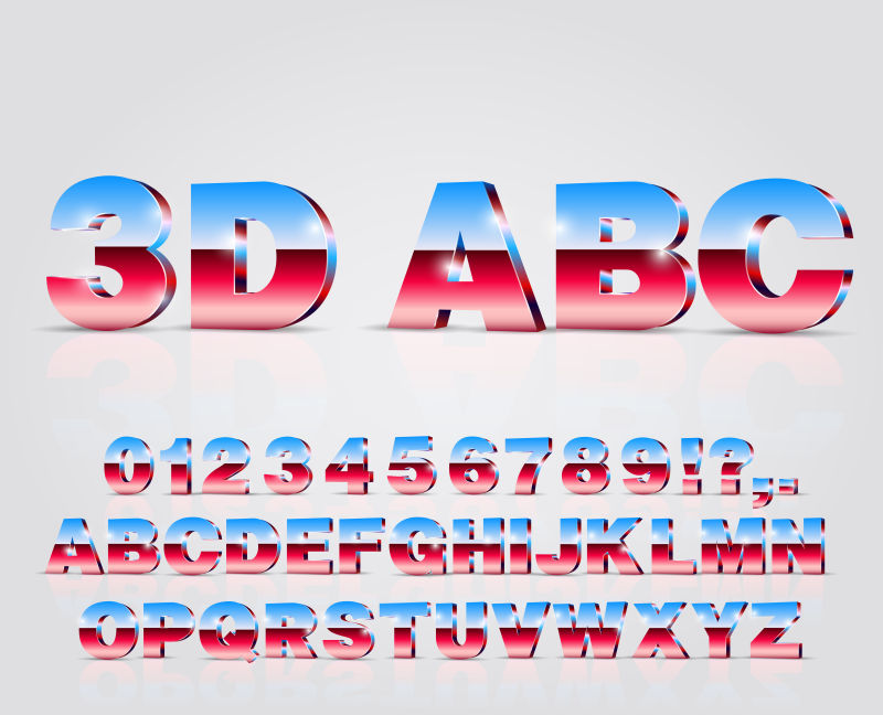 3D矢量字母数字字体