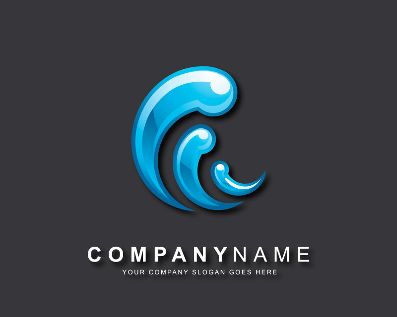 蓝色水波公司图标矢量创意logo设计
