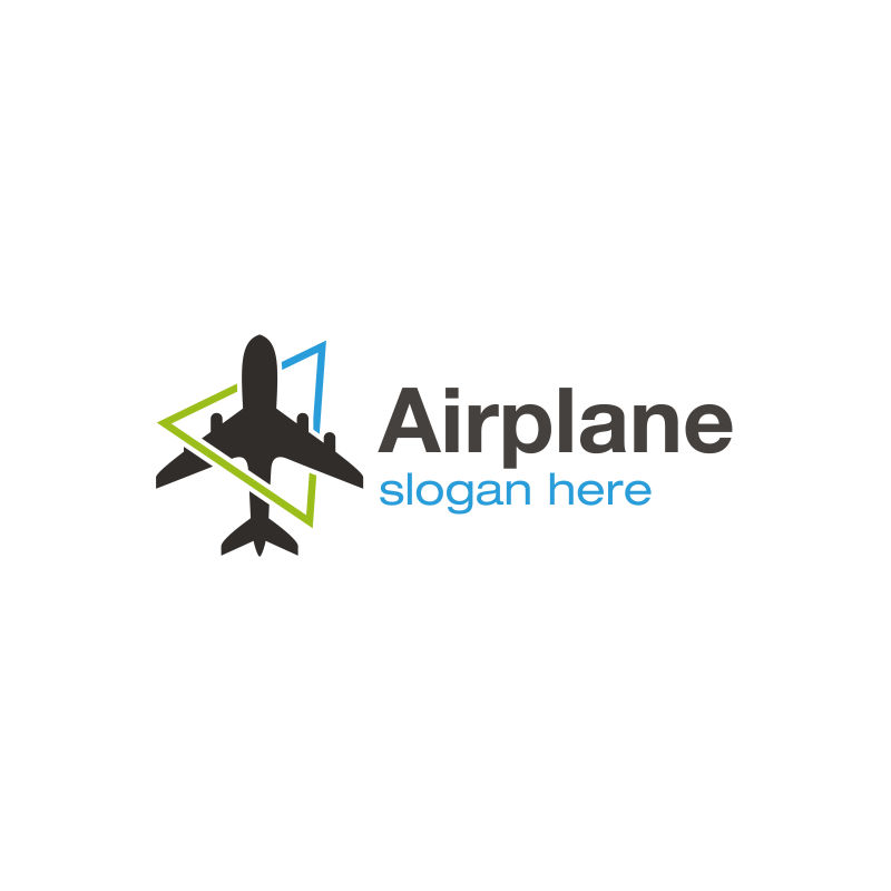 三角形图案的飞机旅行标志矢量设计