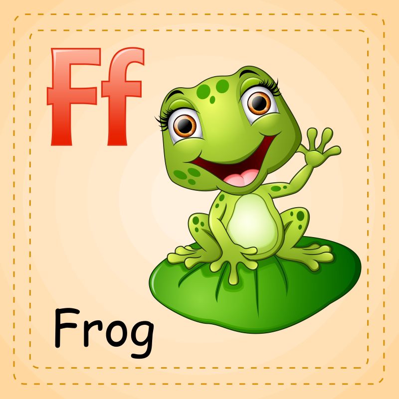 动物字母表F是青蛙矢量
