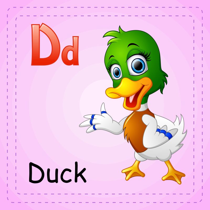 矢量动物字母D是鸭子