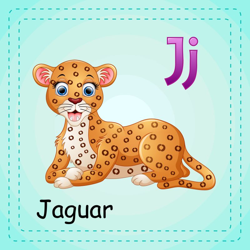 动物是美洲豹的字母J矢量
