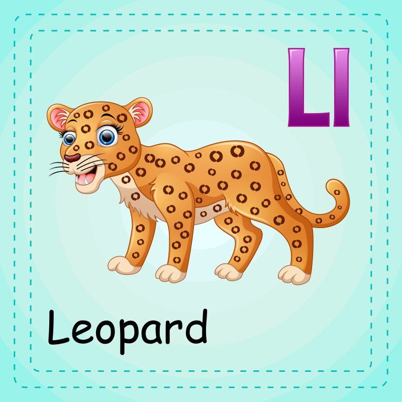 动物字母表L代表豹矢量
