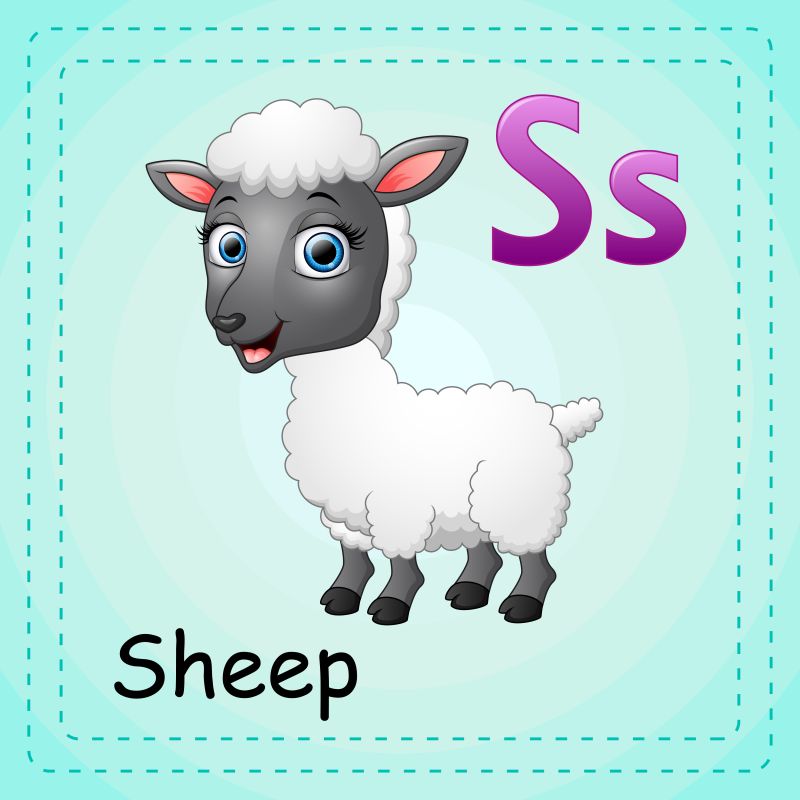动物字母S是羊矢量