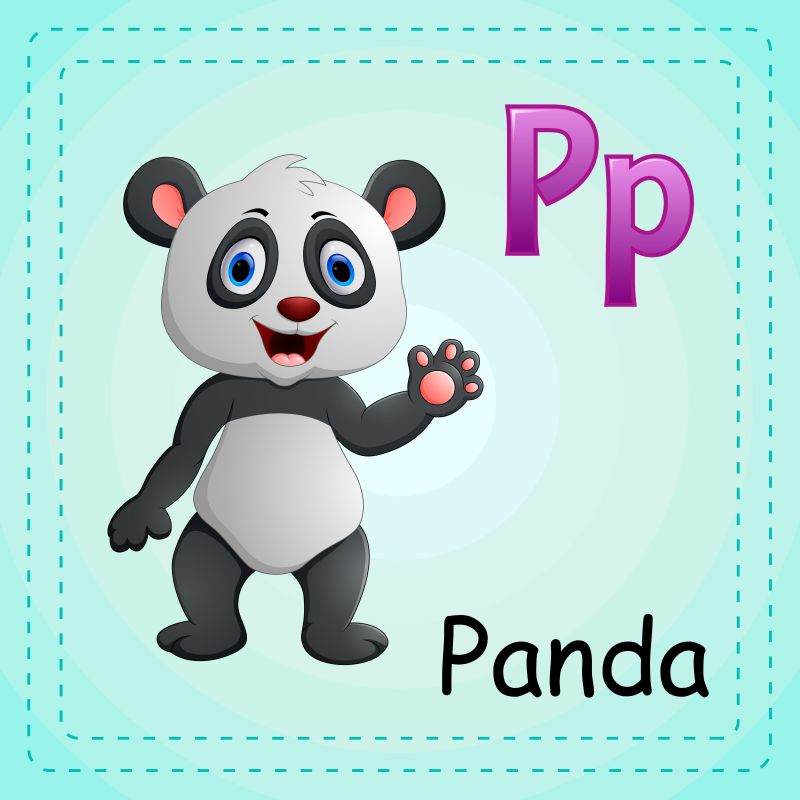 动物字母表P代表熊猫矢量