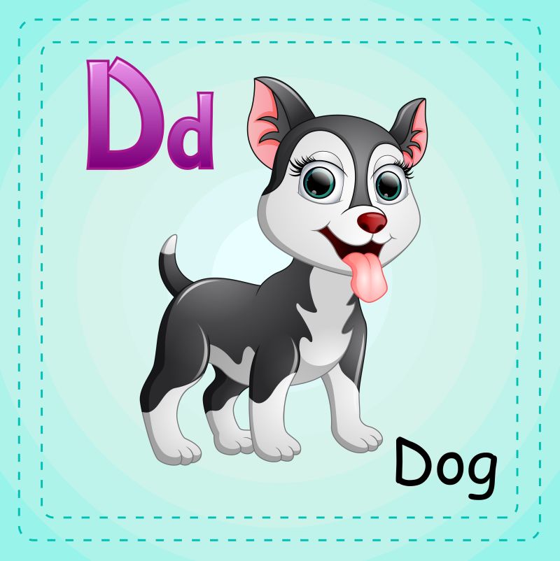 动物字母表D代表狗矢量