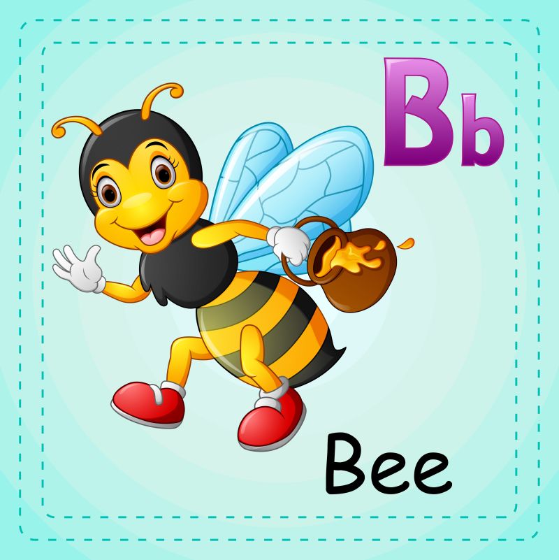 动物字母表B代表蜜蜂矢量