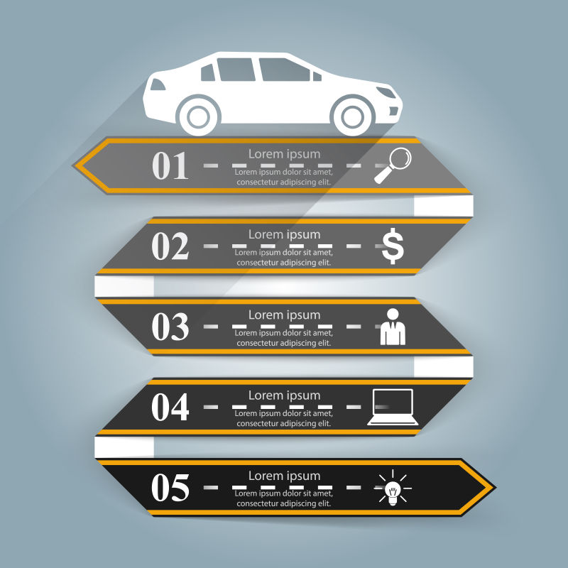 抽象矢量汽车主题的信息图表设计