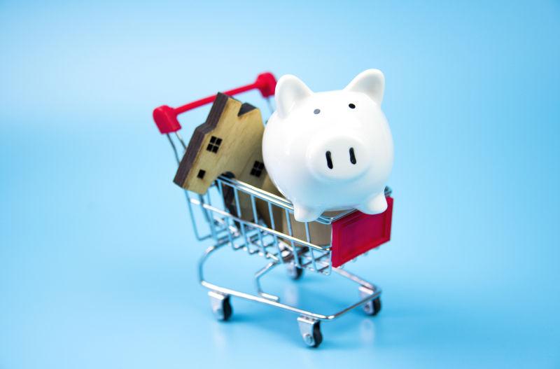 小猪存钱罐和购物车