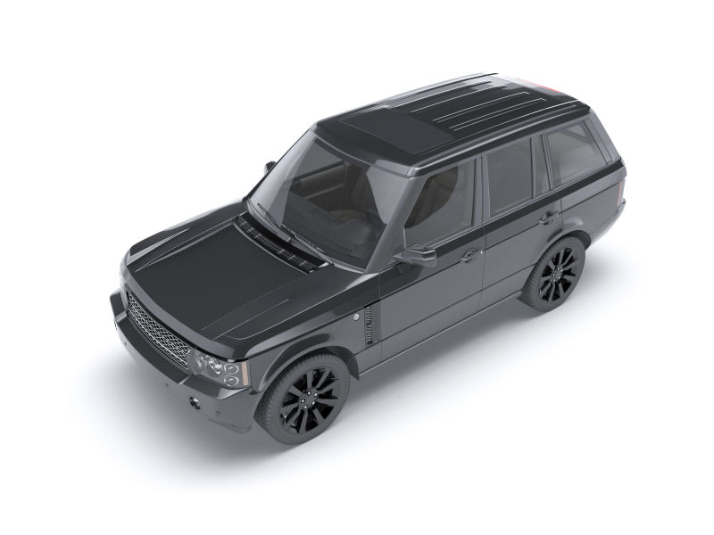 白色背景下的SUV黑色汽车模型