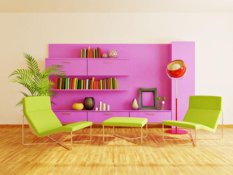 绿紫色家具室内摆设