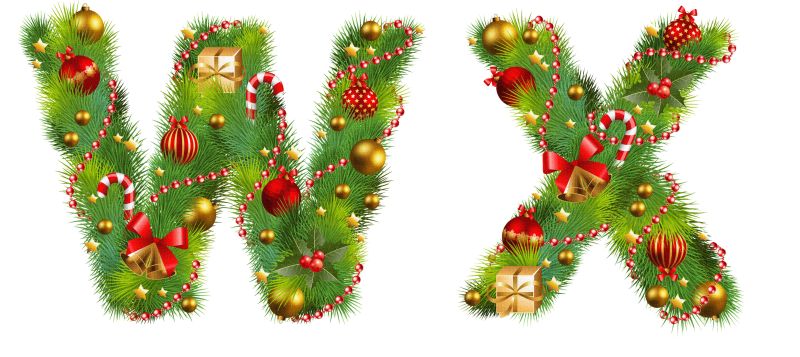 矢量圣诞字母WX设计