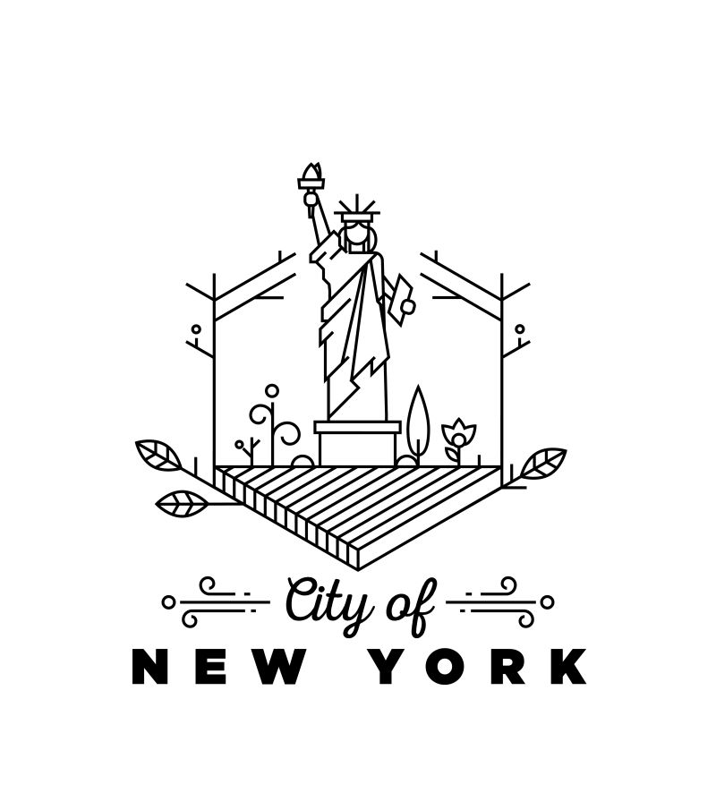 纽约城市单字标志建筑