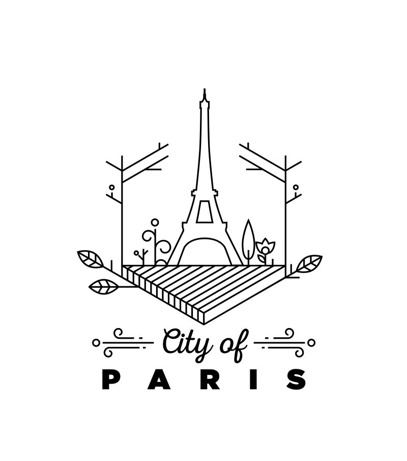 巴黎城市单字城市标志建筑